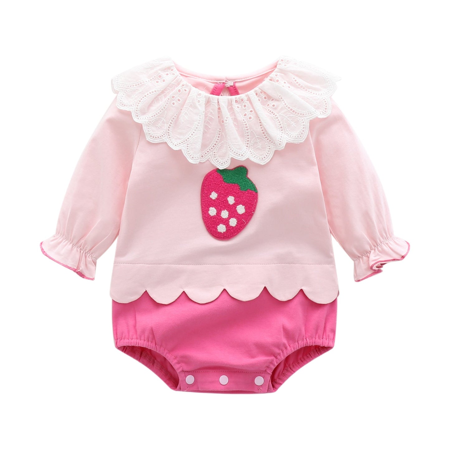 Girls' Strawberry Long-Sleeve Romper For Babies