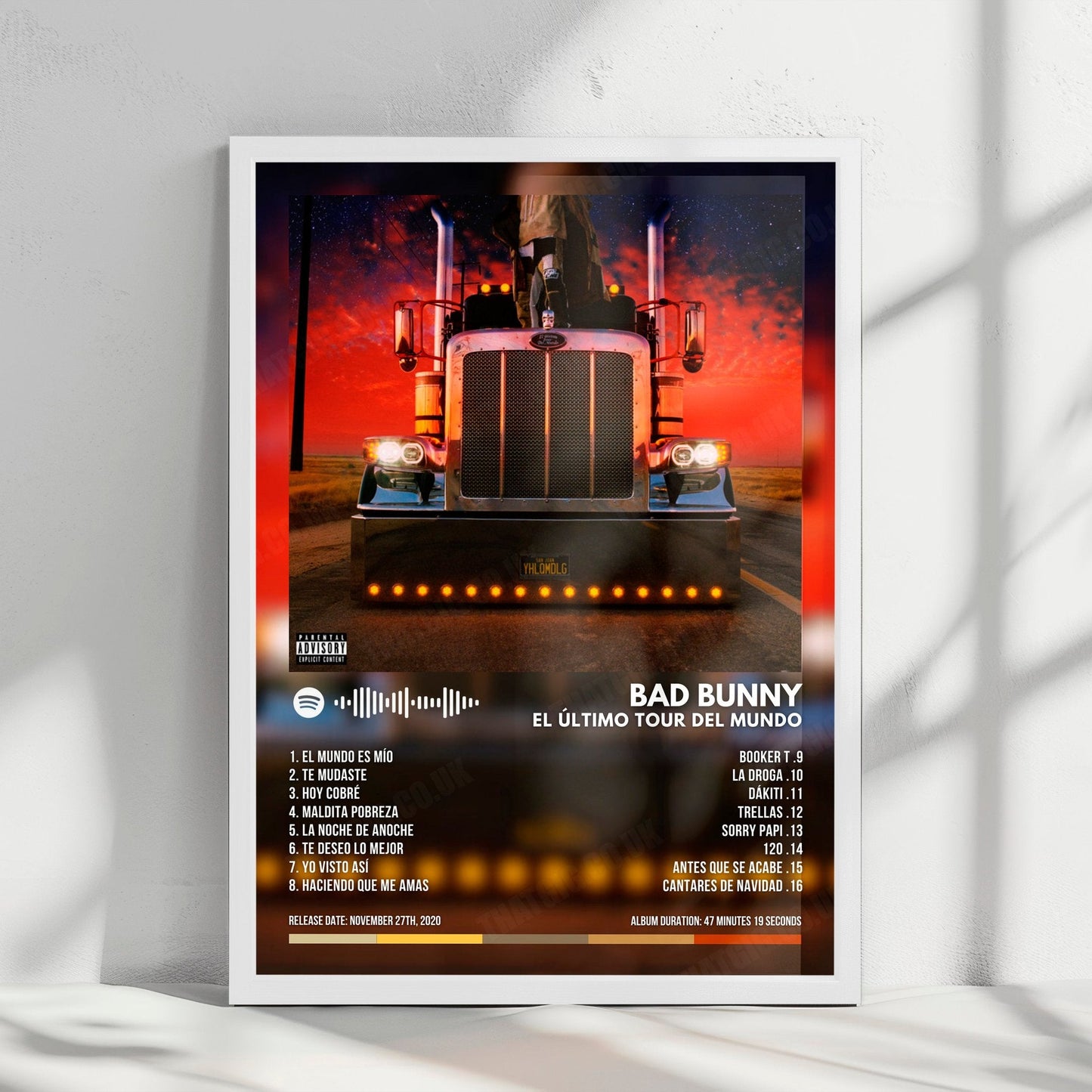 Bad Bunny "El Último Tour del Mundo" Album Cover Poster - with Complete Tracklist