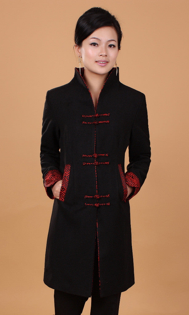Autumn Ethnic Style Women's Retro Wool Mid-length Trench Coat