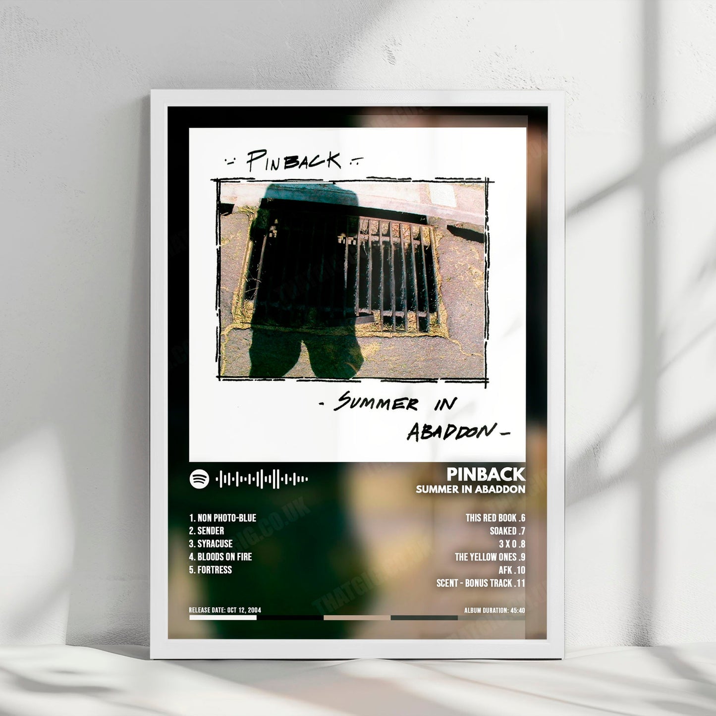 Pinback "Summer in Abaddon" Album Cover Poster - with Complete Tracklist