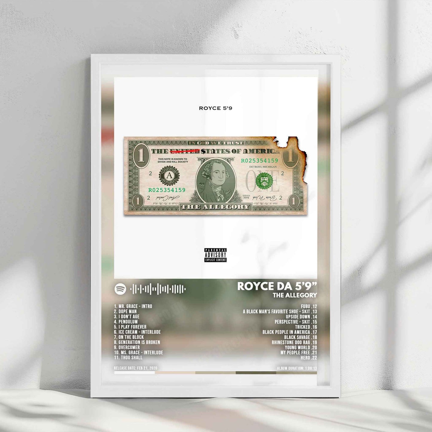 Royce da 5'9" "The Allegory" Album Cover Poster - with Complete Tracklist