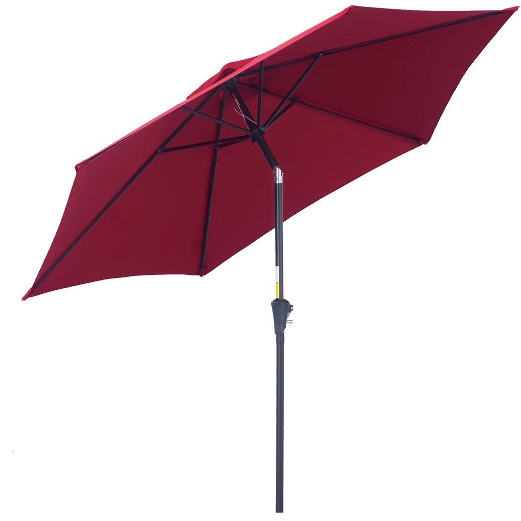 Outsunny 2.7 m Patio Umbrella, Aluminum Frame-Wine Red Wine red ?2.7 x 2.35H (M)