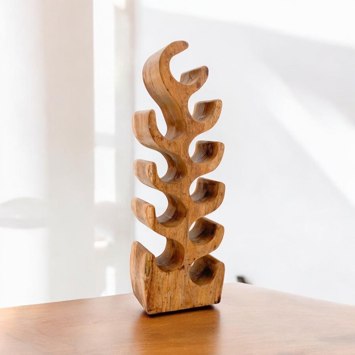 10 BOTTLE HAND CARVED WINE RACK