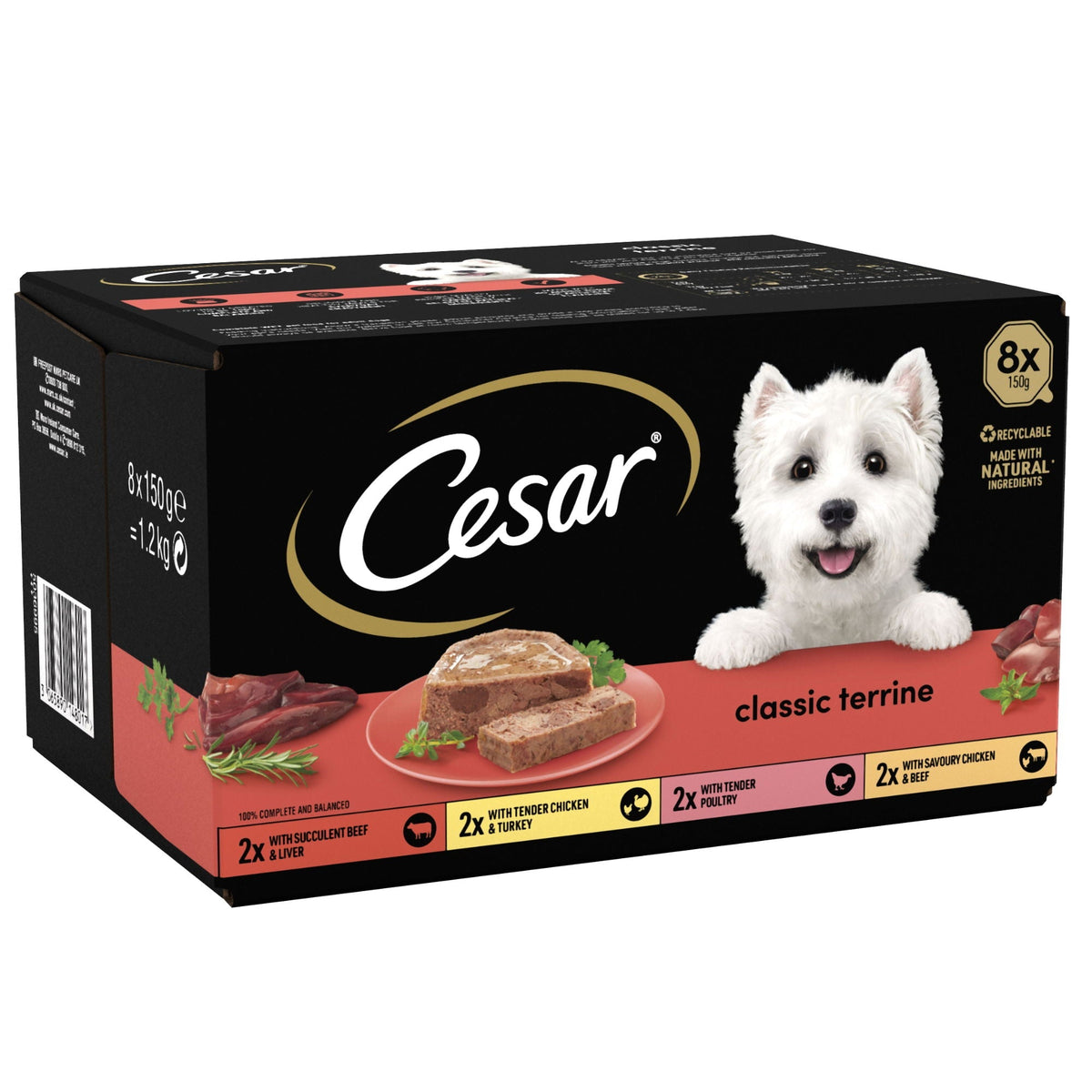 Cesar Classics Terrine Dog Food Trays Mixed in Loaf 8 x 150g - Case of 3
