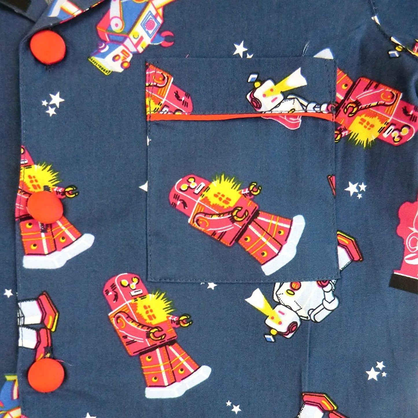 Powell Craft Big Boys Cotton Robot Pyjamas. navy
