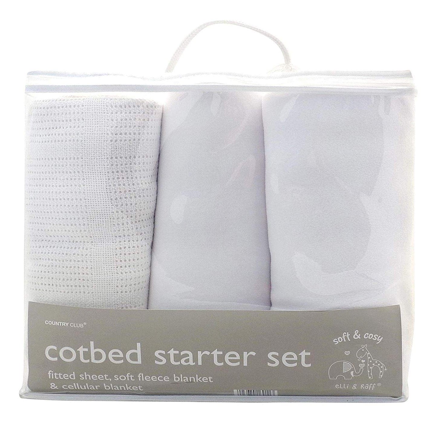 3 Piece Cot Bed Started Set - Grey - 2 Blankets & Fitted Sheet (Cot Bed Set)