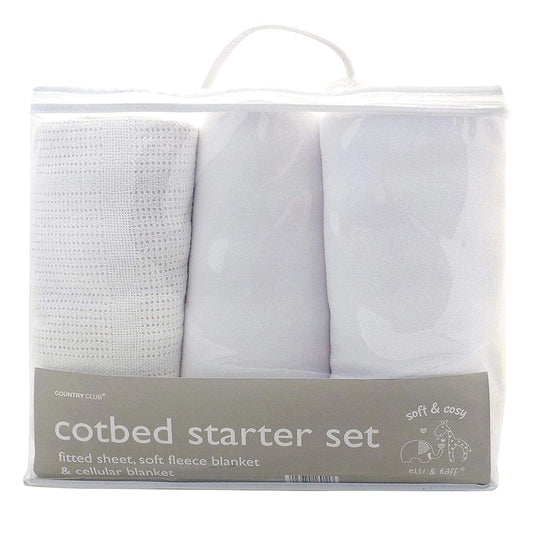 3 Piece Cot Bed Started Set - Grey - 2 Blankets & Fitted Sheet (Cot Bed Set)