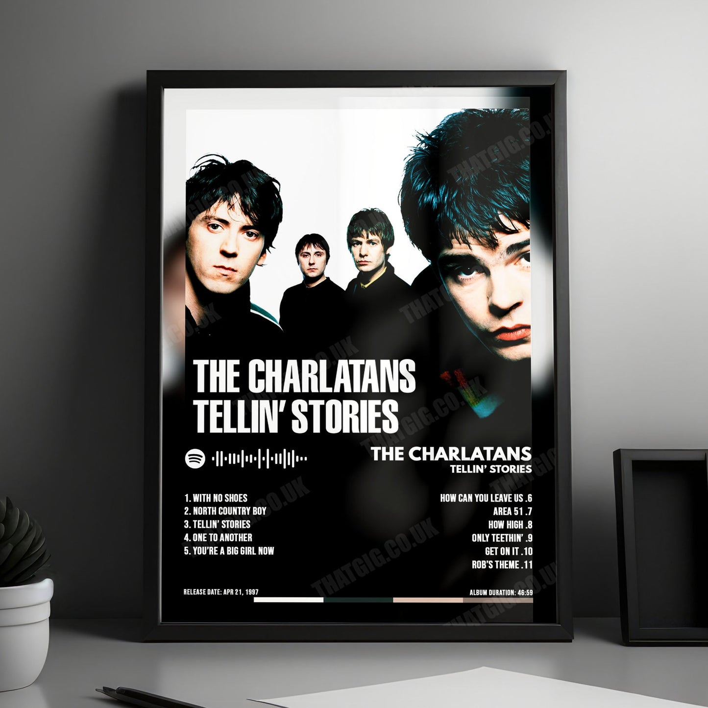 The Charlatans "Tellin' Stories" Album Cover Poster - with Complete Tracklist