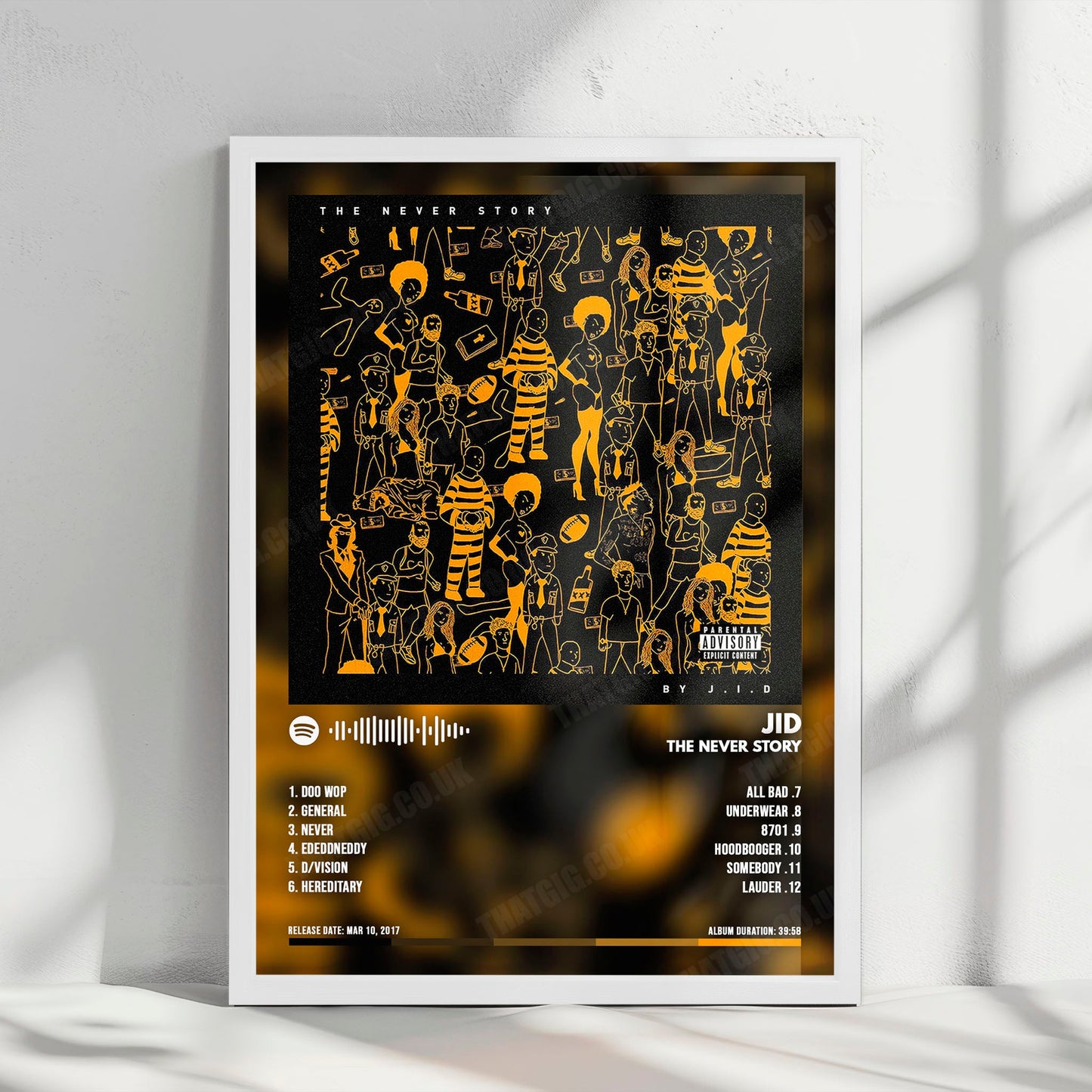 JID "The Never Story" Album Cover Poster - with Complete Tracklist