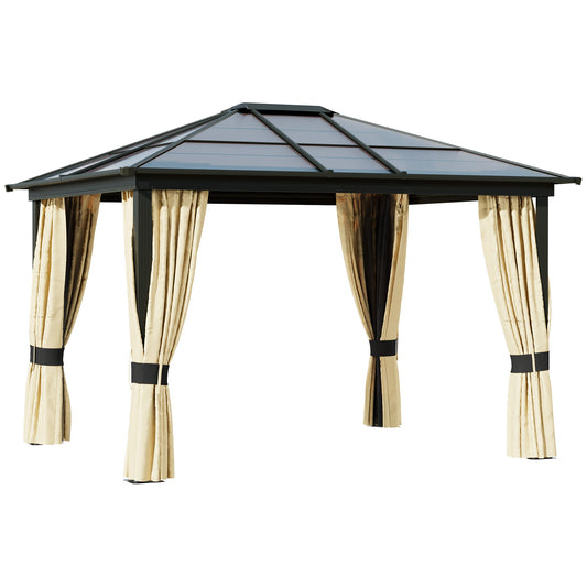 3.6m x 3m Outdoor Aluminium Alloy Gazebo w/ LED Solar Lights Beige