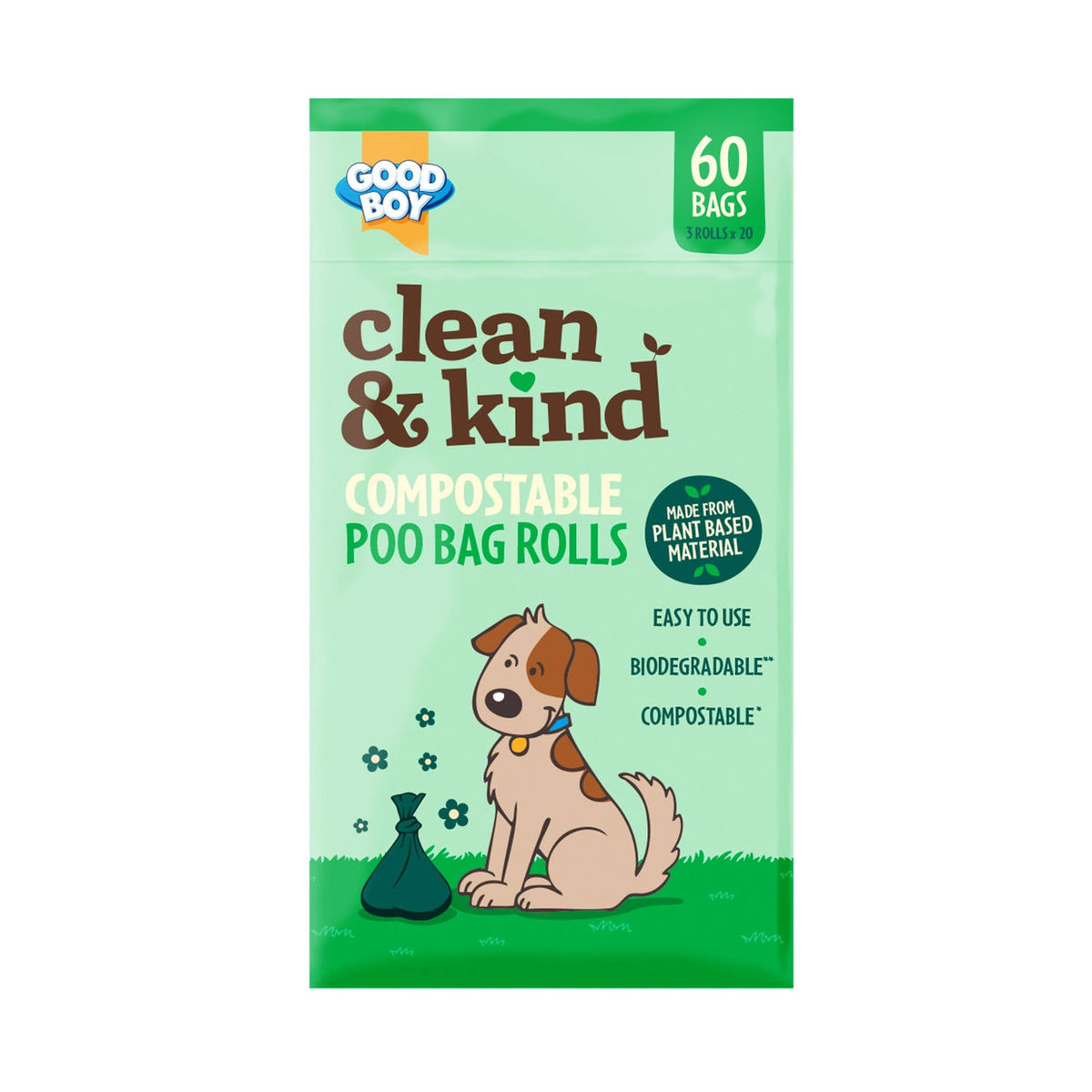 C and K Compostable Poo Bag Rolls 3 rolls x 20 bags - Case of 36