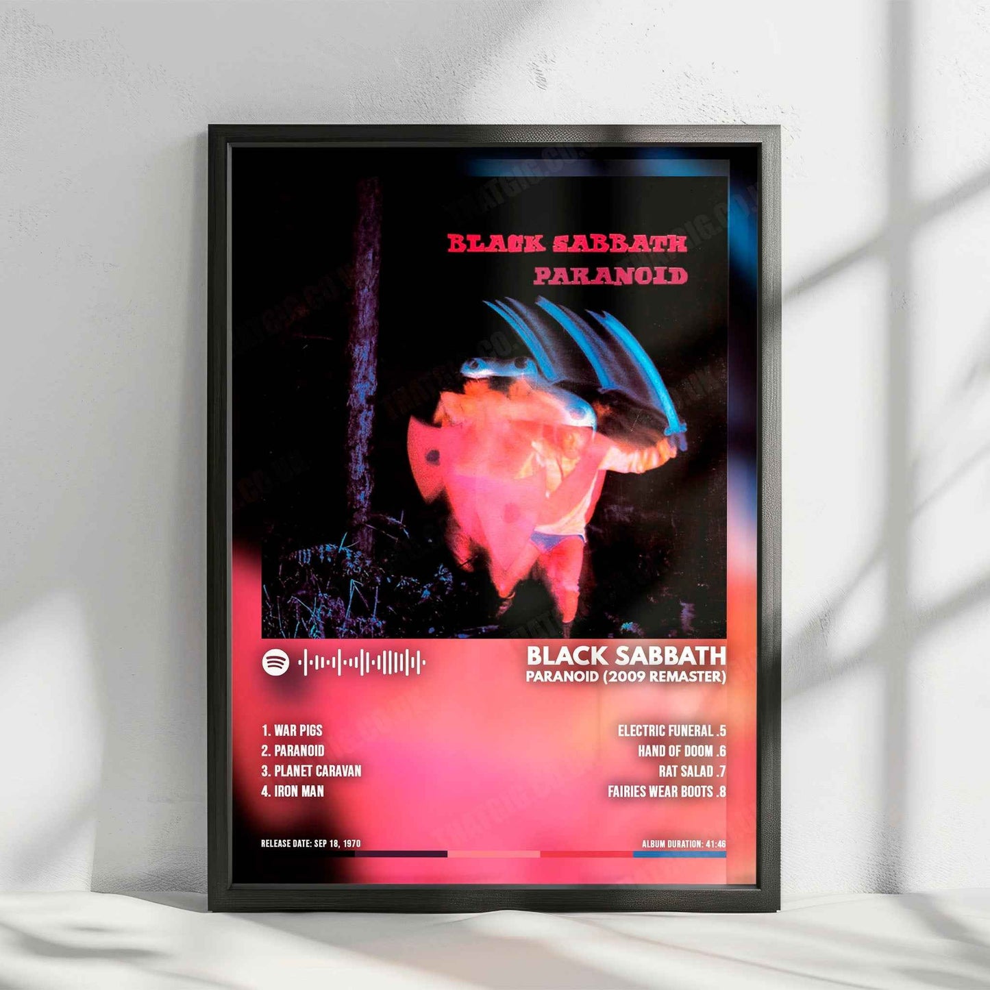 Black Sabbath "Paranoid" Album Cover Poster - with Complete Tracklist