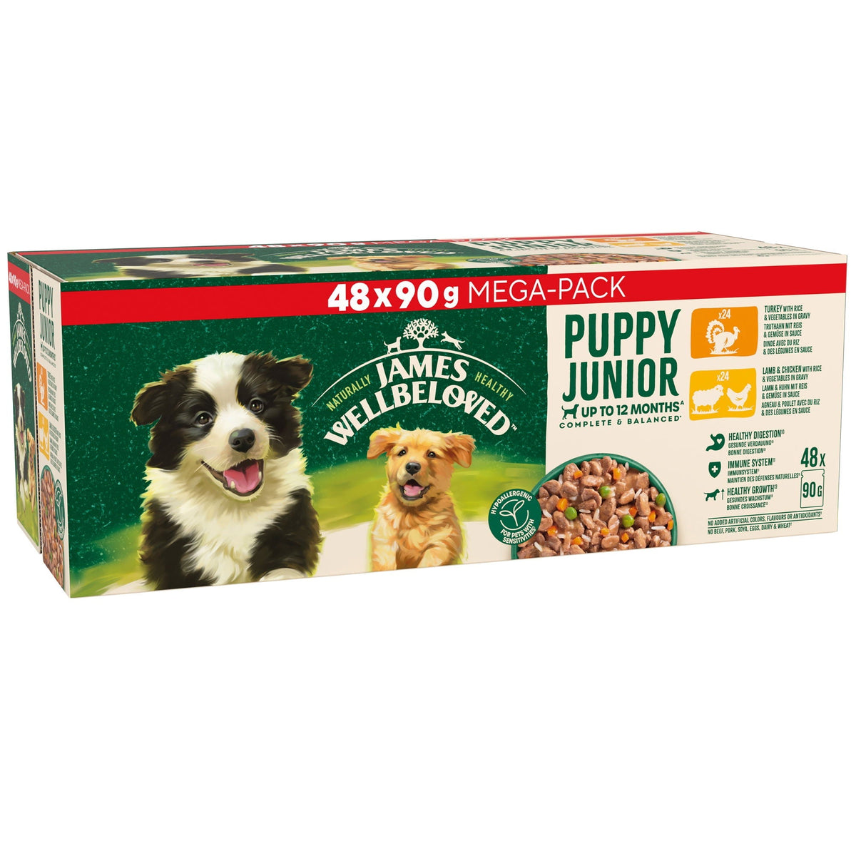 James Wellbeloved Senior Wet Dog Food in Gravy Variety Pack Pouches 48 x 90g