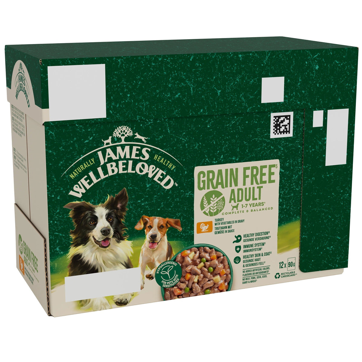 James Wellbeloved Adult Grain Free Turkey in Gravy Wet Dog Food Pouches 12 x 90g