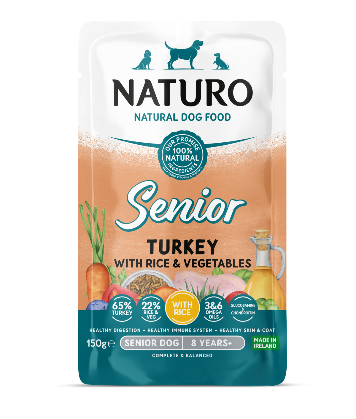 Naturo Senior Turkey with Rice and Vegetables 150g Pouch - Case of 8