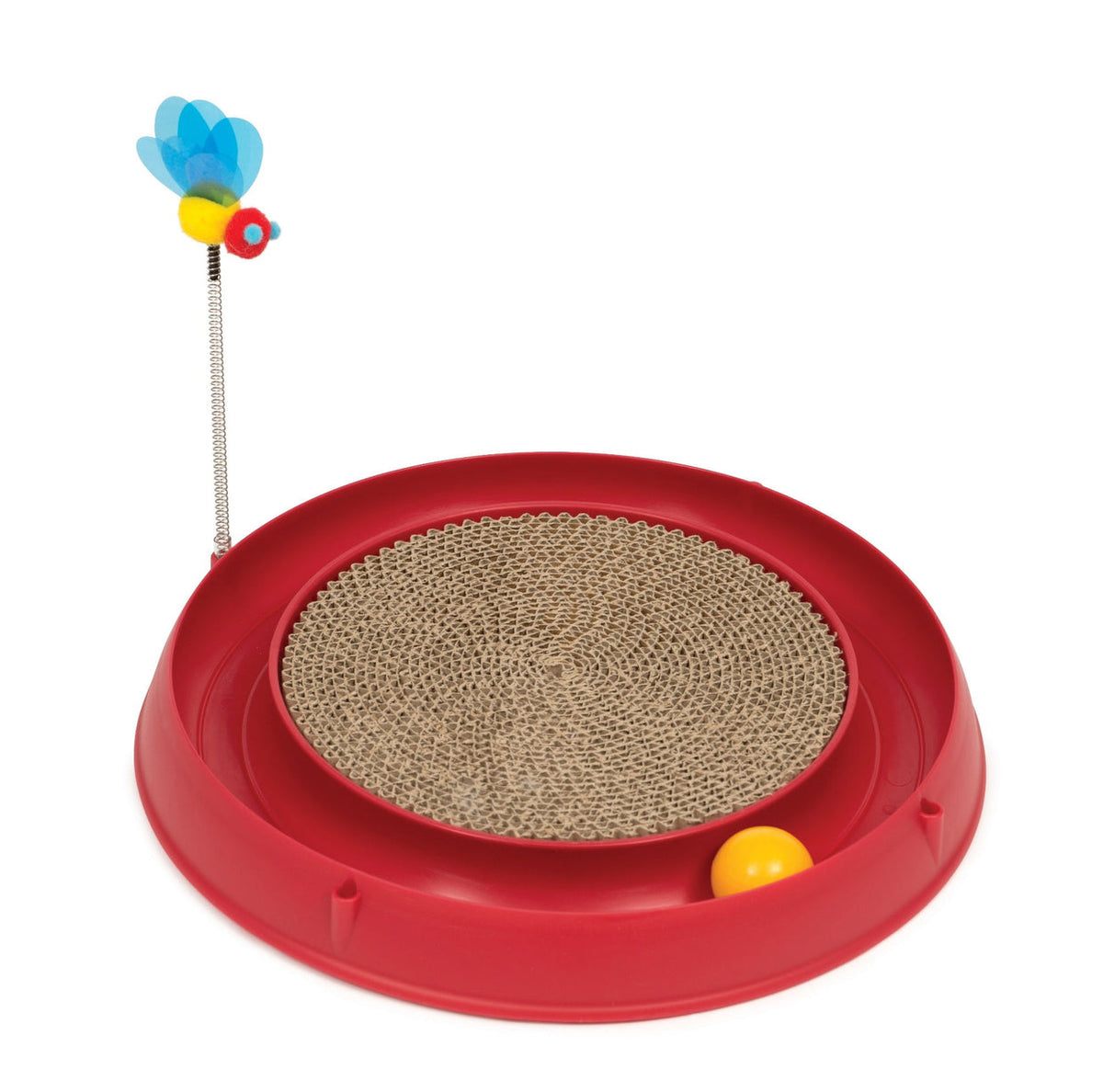 Catit Play Circuit Ball Toy With Scratcher Red