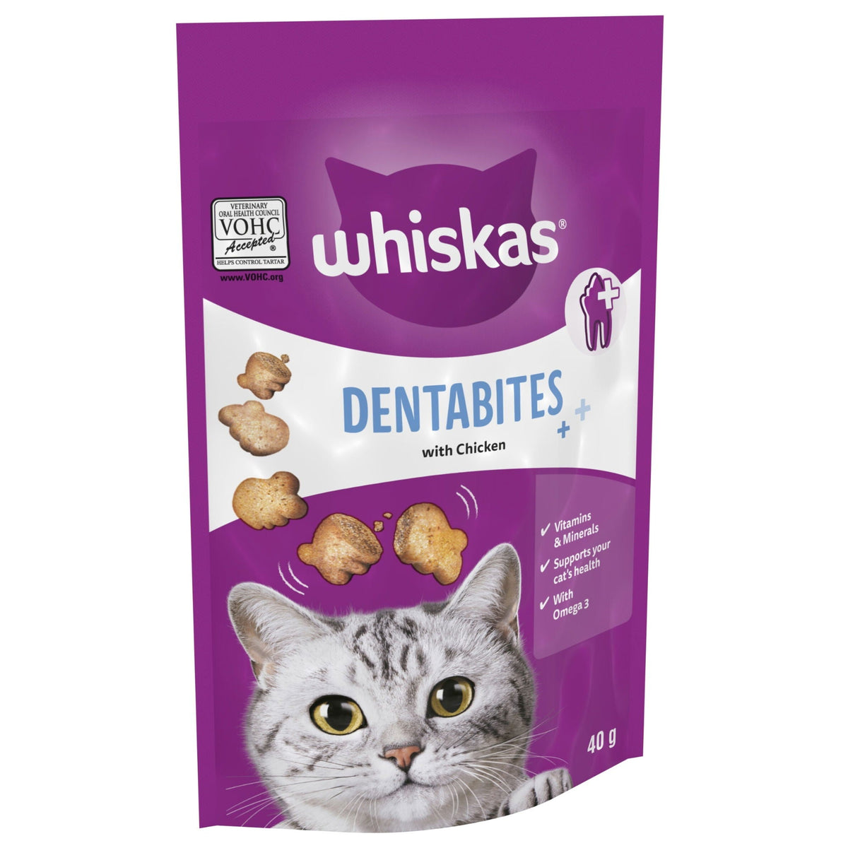 Whiskas Dentabites Cat Treats with Chicken 40g - Case of 6