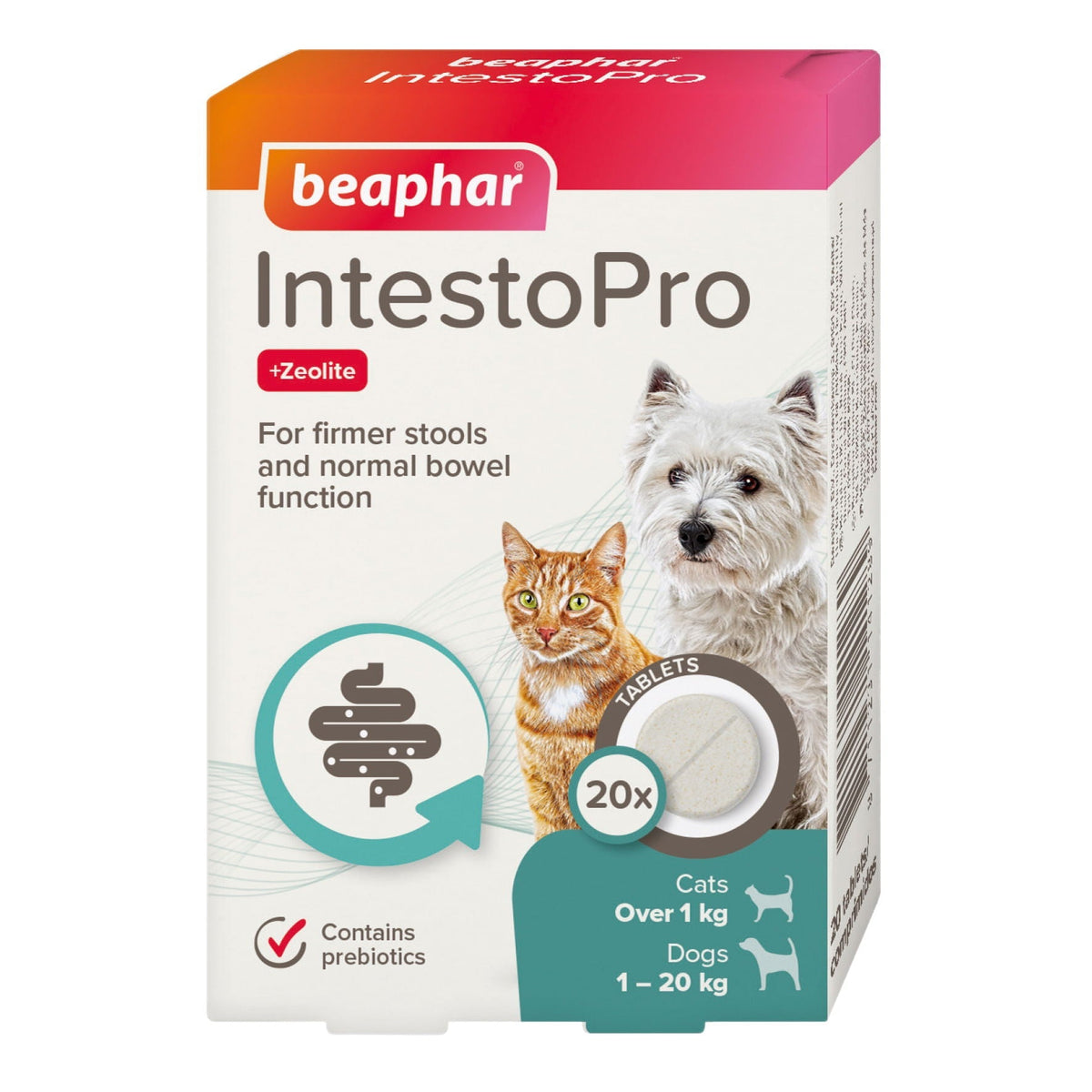 Beaphar IntestoPro Prebiotic Stool Firming Tablets for Cats & Small Dogs (1-20kg)