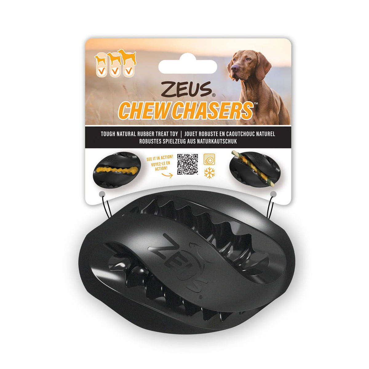 Zeus ChewChasers Treat Rugby Ball Black 12.5cm