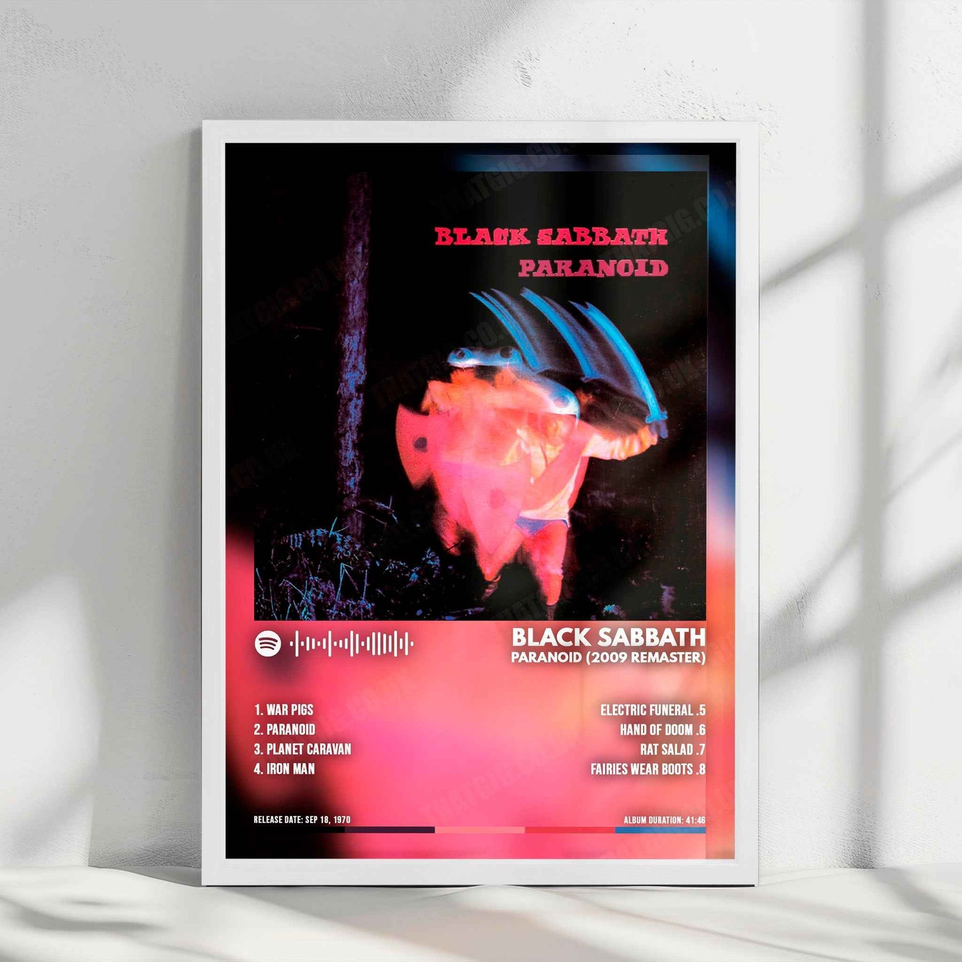 Black Sabbath "Paranoid" Album Cover Poster - with Complete Tracklist