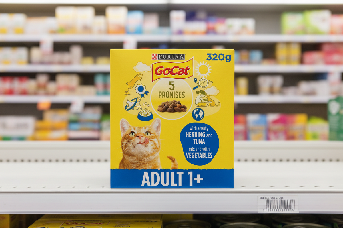 6 x Go-Cat® With Herring And Tuna Mix With Vegetables Dry Cat Food 320G