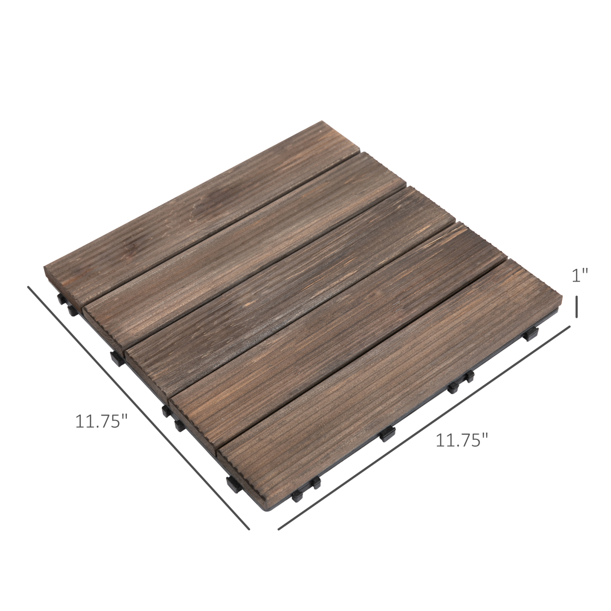 12" x 12" Interlocking Deck Tiles, Pack of 27 Outdoor Flooring Patio Tiles-Teak-AS