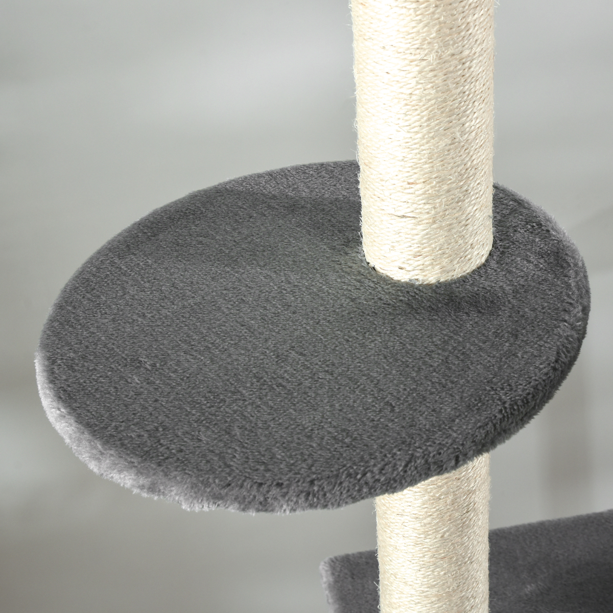 238-270cm Floor to Ceiling Cat Tree Tower w/ Scratching Post Hammock House Grey