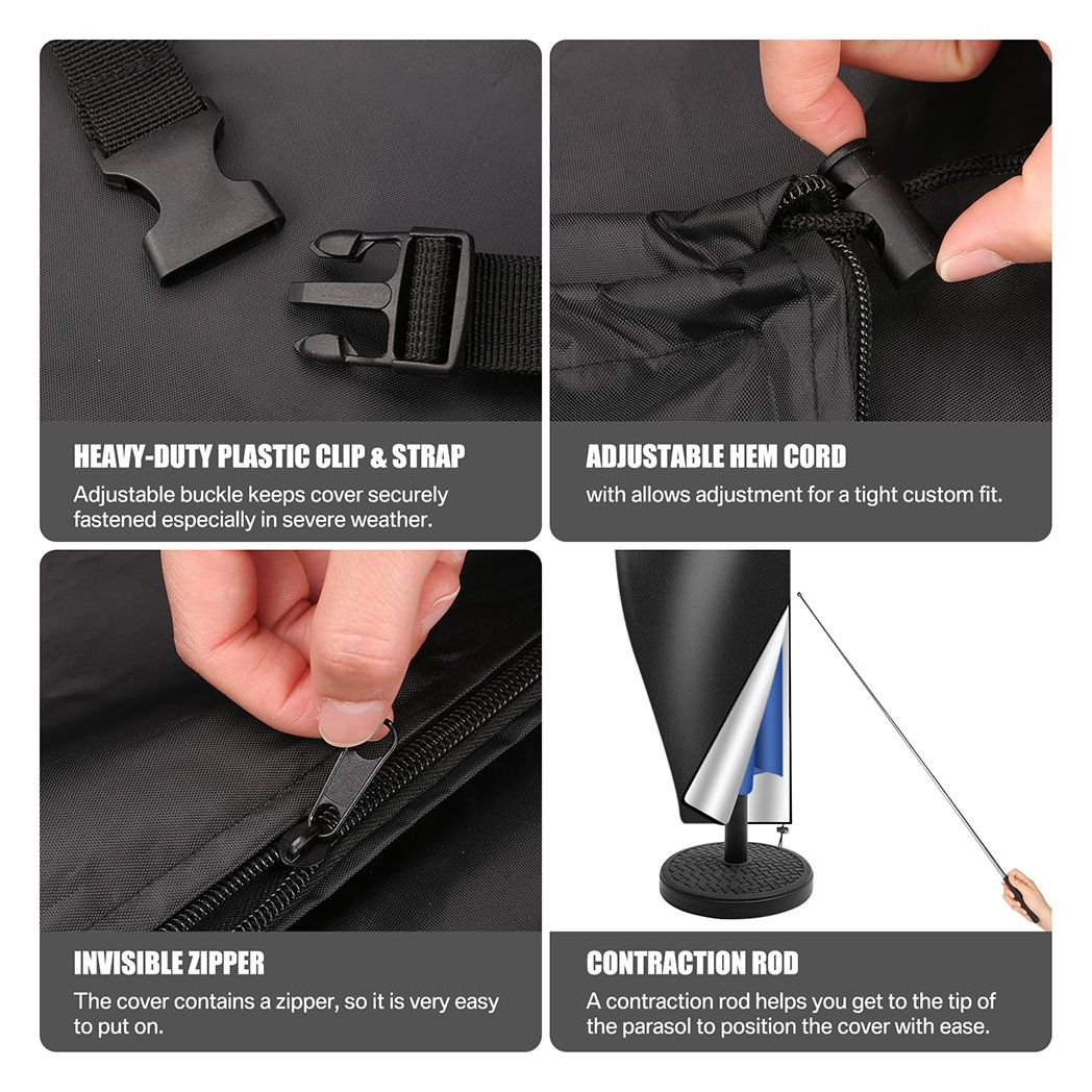 280cm Garden Parasol Cover Patio Umbrella Heavy Duty Waterproof Furniture Protector
