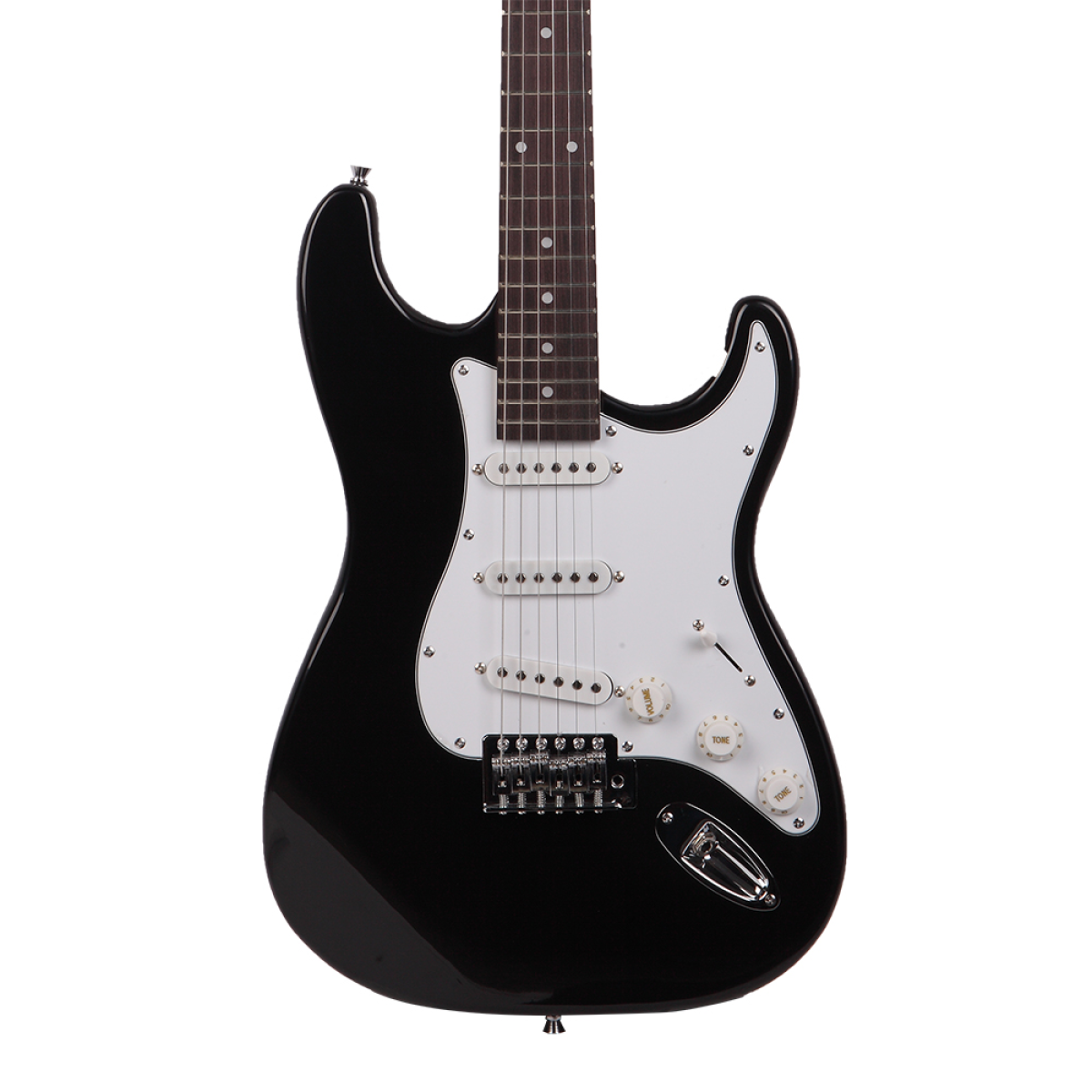 GST Rosewood Fingerboard Electric GuitarBagShoulder Strap Pick Whammy Bar Cord Wrench Tool Black & White