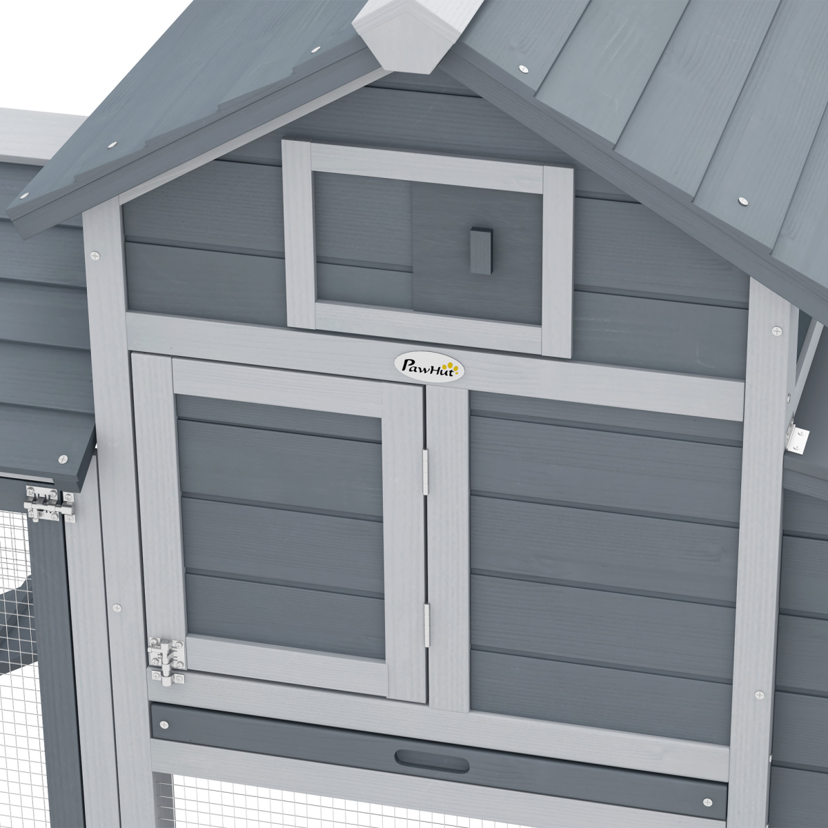 Small Chicken Coop Hen Cage Nesting Box w/ Outdoor Run Grey 150.5 x 54 x 87 cm
