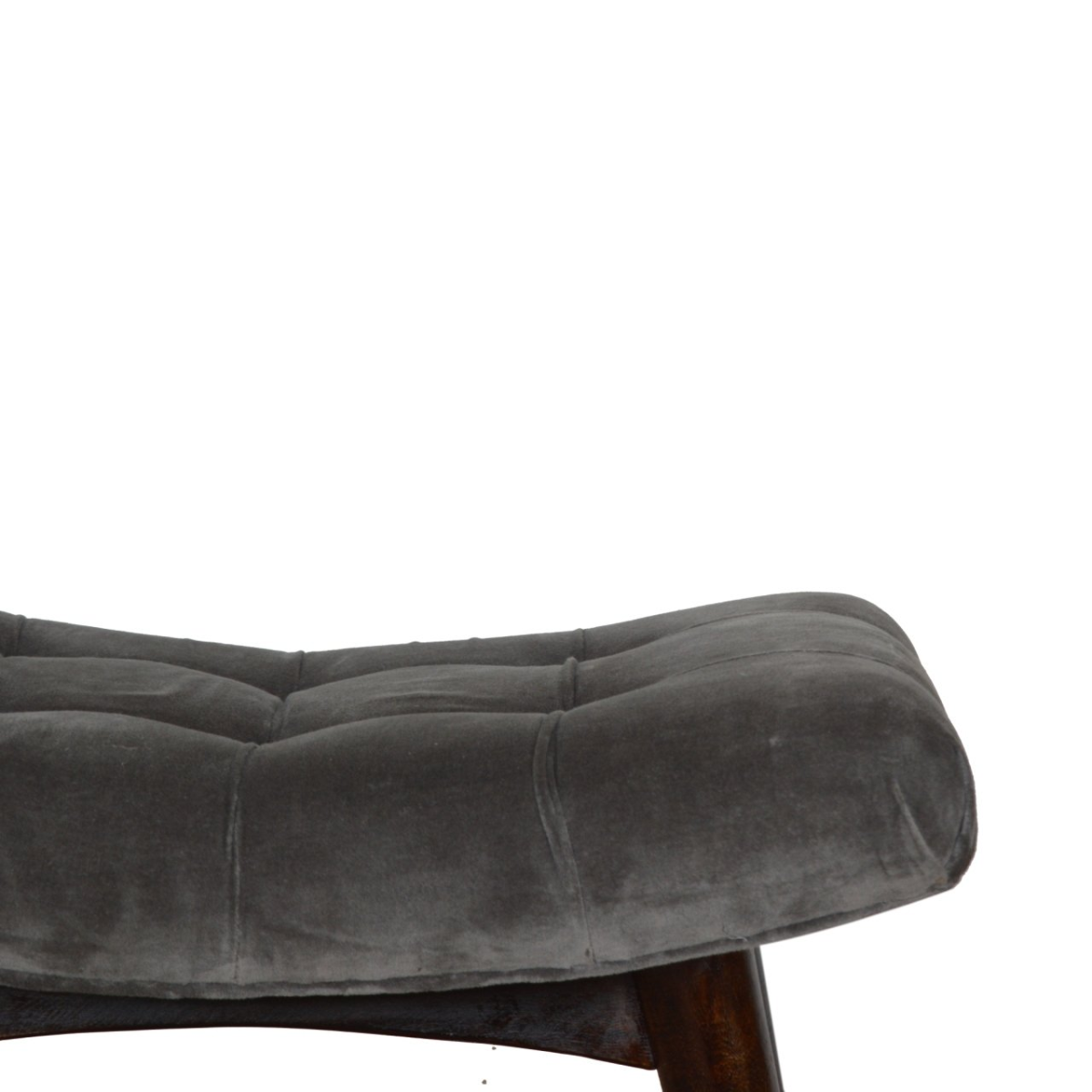 Artisan Furniture Solid Wood Grey Cotton Velvet Curved Bench