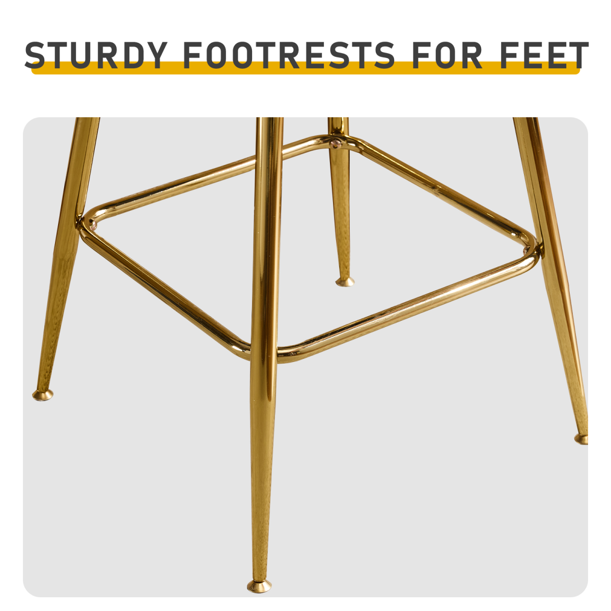 2pcs Thick Corduroy Gold-plated Iron Feet Bar Stool Beige