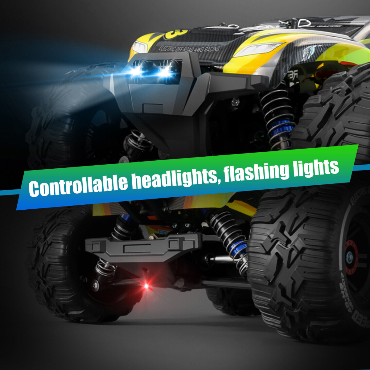 High Speed 50+kmh RC Car, RC Monster Truck,Racing Hobby Car, 4WD All Terrain Off-Road Remote Control Car, 2.4Ghz RC Crawler, 2 Battery, Kids Adults Gifts,Logistics is randomly sent by UPS/USPS/FEDEX