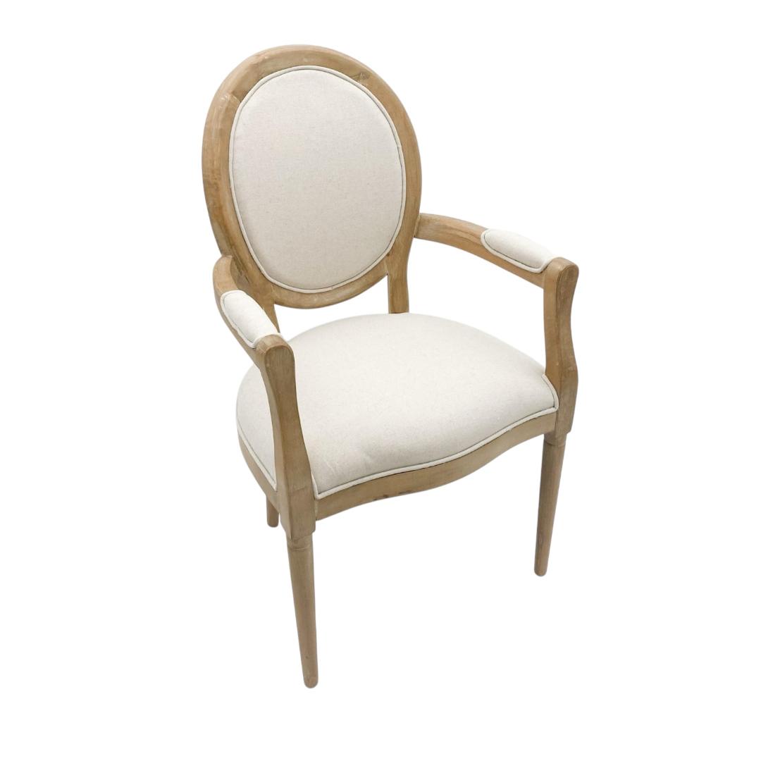 94CM BROWN FRAME LINEN FABRIC LOUIS CHAIR