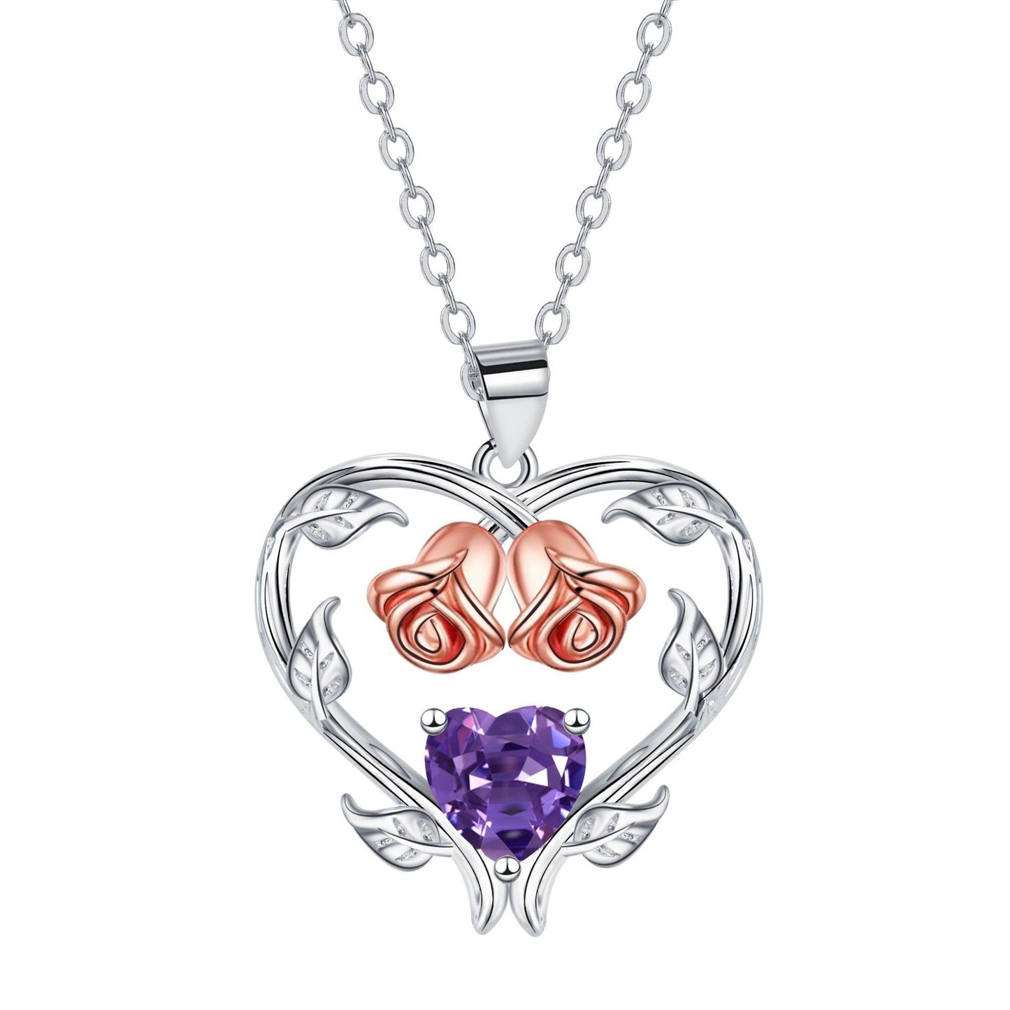 Heart-shaped Rose Pendant Necklace Valentine's Day Gift