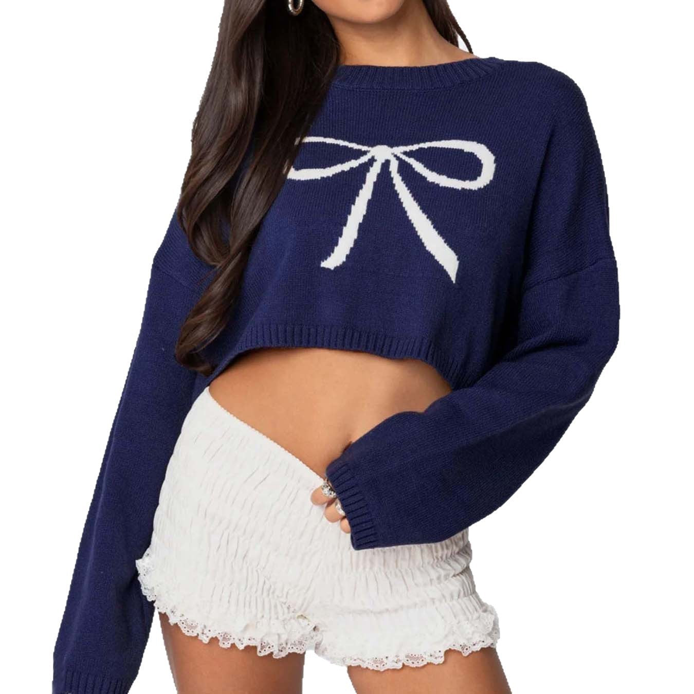 Pullover Cropped Sweater For Women Street Fashion