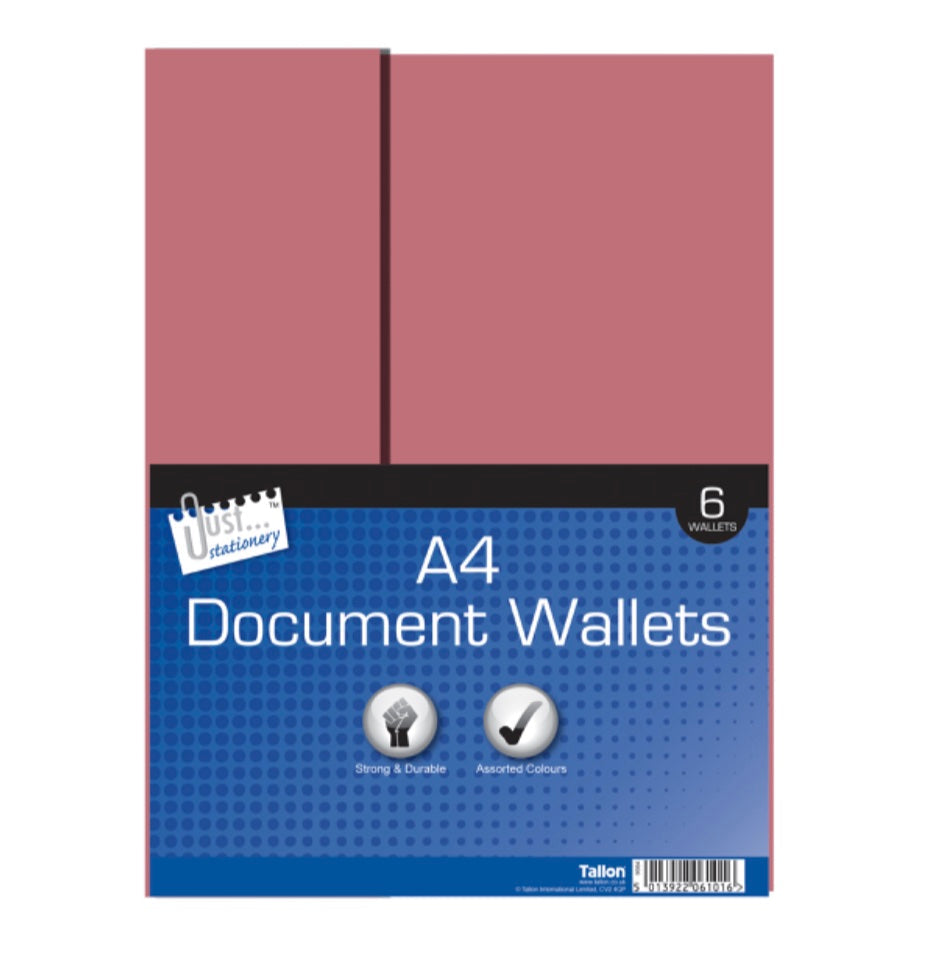 A4 card document wallets 6 pack