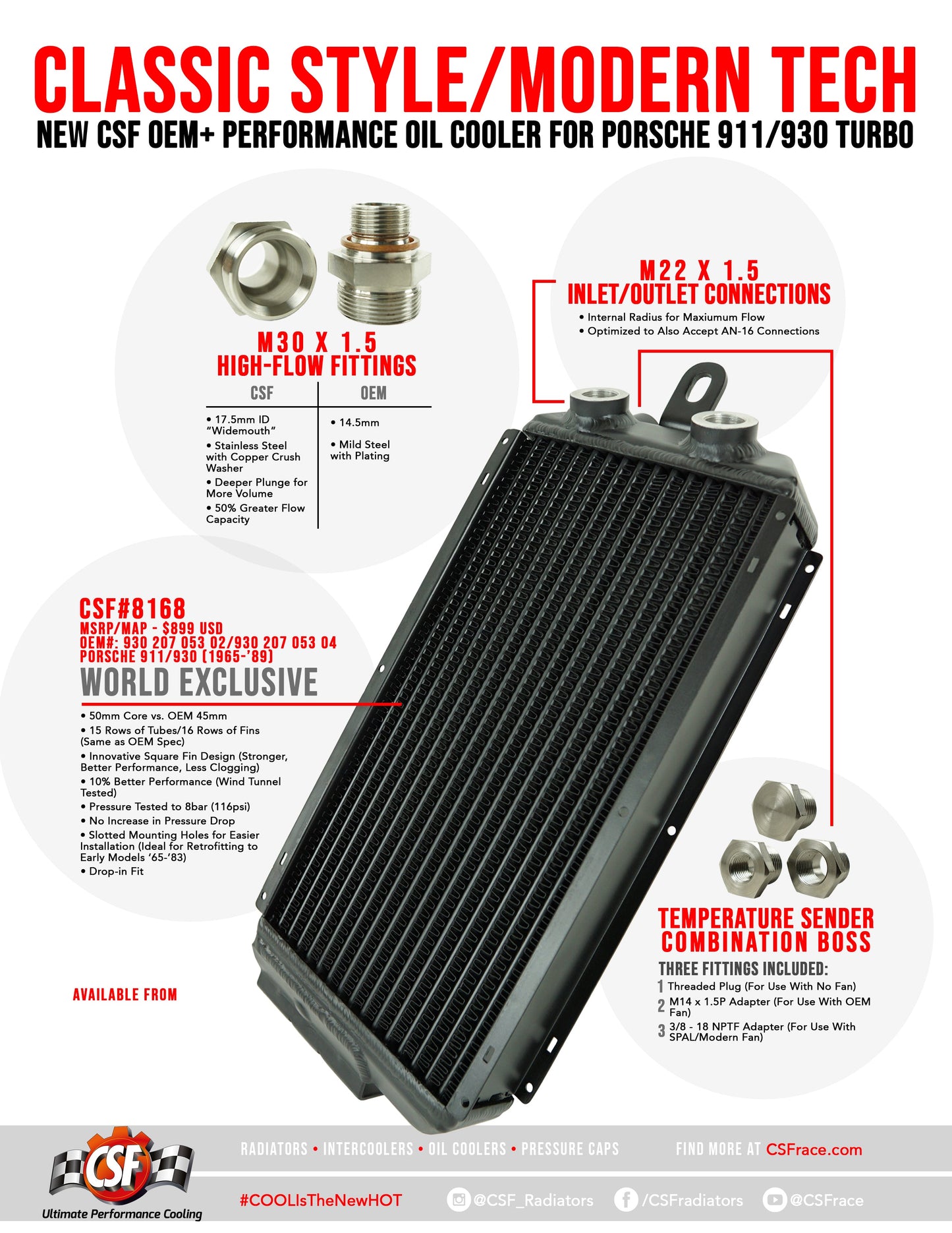 CSF Porsche 911/930 Turbo OEM + Performance Oil Cooler