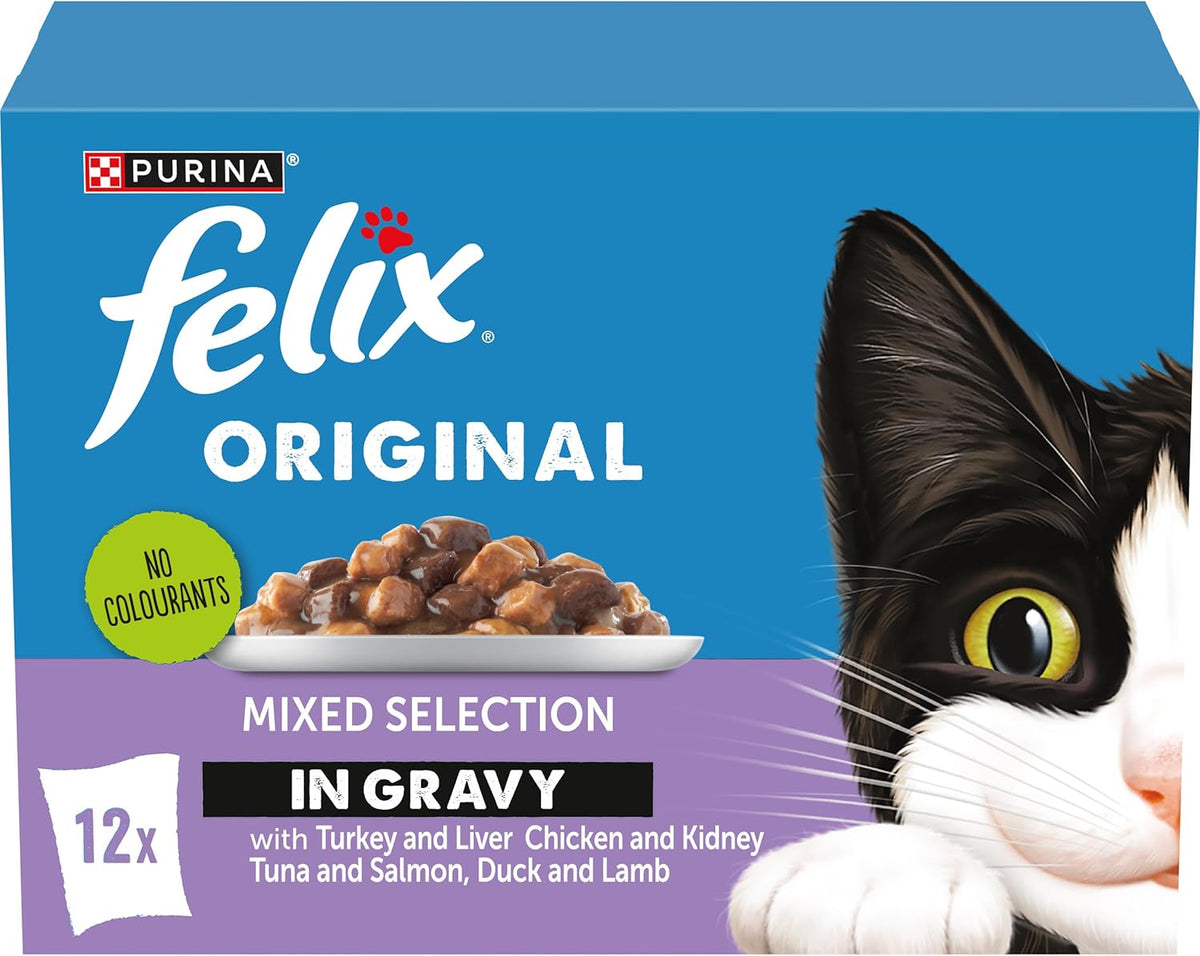 4 x Felix Original Mixed Selection In Gravy Wet Cat Food 12X85G