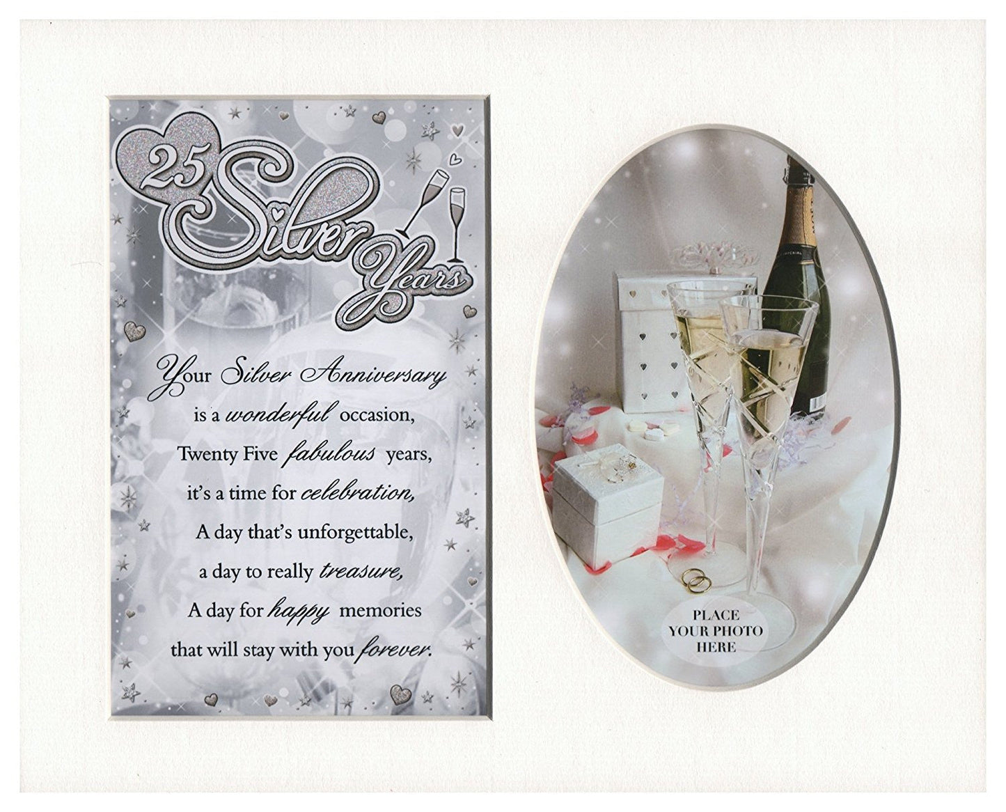 25 Silver Years 25th Anniversary Special Keepsake Photo Frame Mount