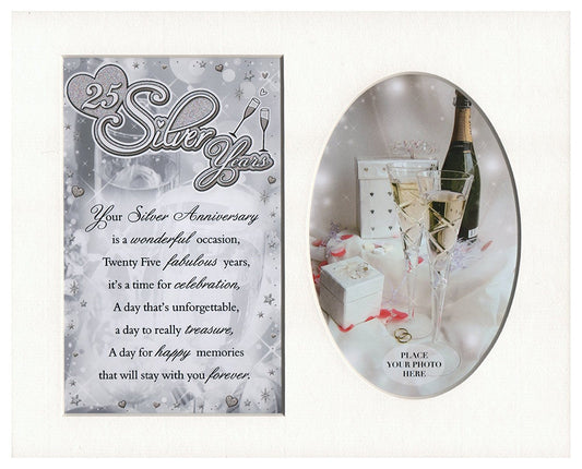 25 Silver Years 25th Anniversary Special Keepsake Photo Frame Mount