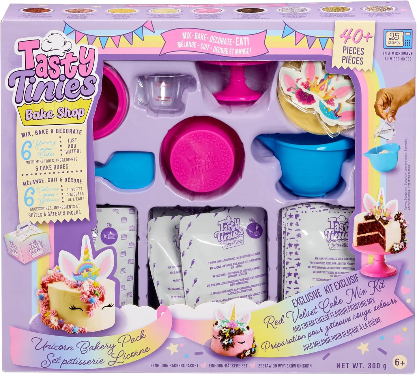 Bake Shop Cake Mix, Unicorn Party Pack, best before end 07/25, scruffy box
