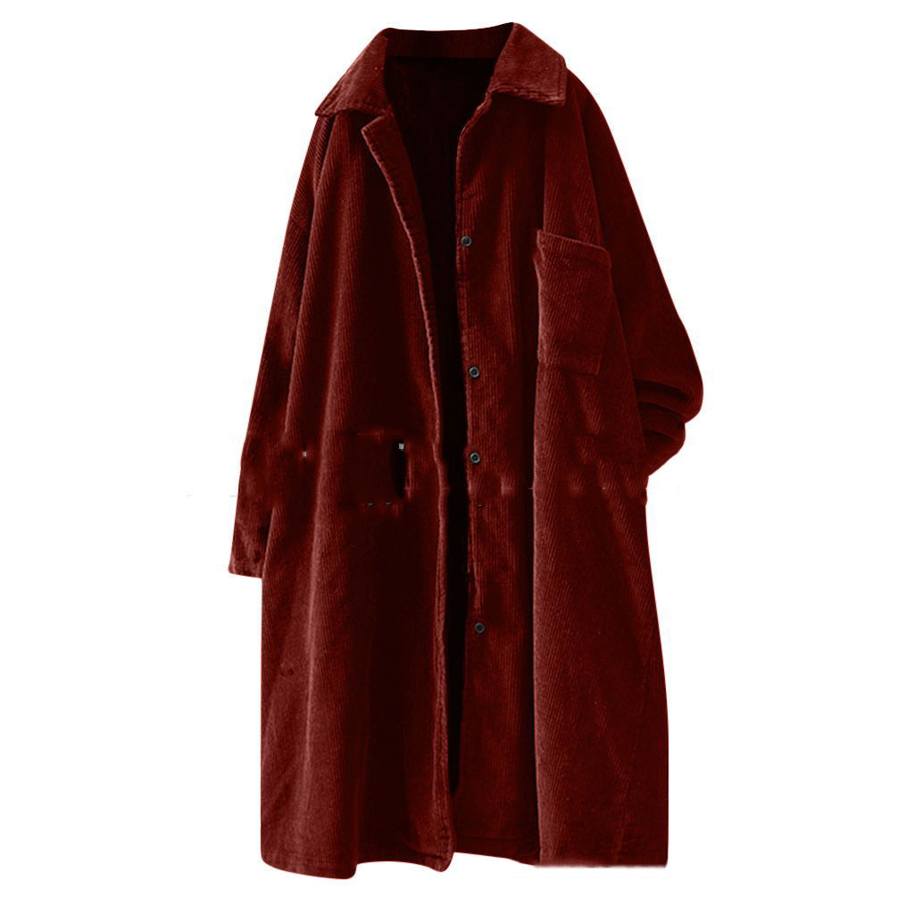 Simple Lapel Long Sleeve Mid-Length Trench Coat Women