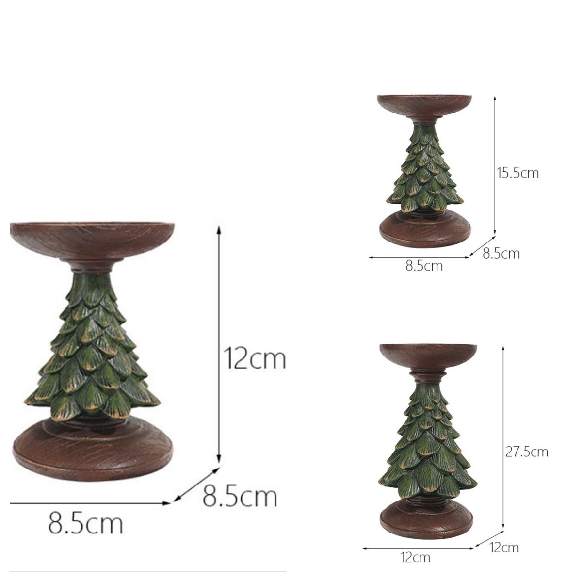 Resin Wooden Christmas Tree Candle Holder Base Figurine Christmas Decorations Candlestick Craft Home Living Room Decor