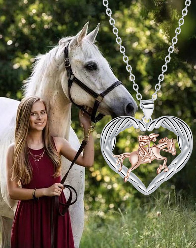 Girl And Horse Pendant Necklace Valentine's Day Gift