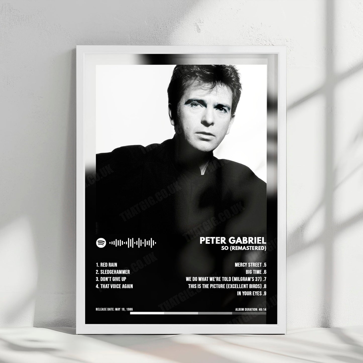 Peter Gabriel "So " Album Cover Poster - with Complete Tracklist