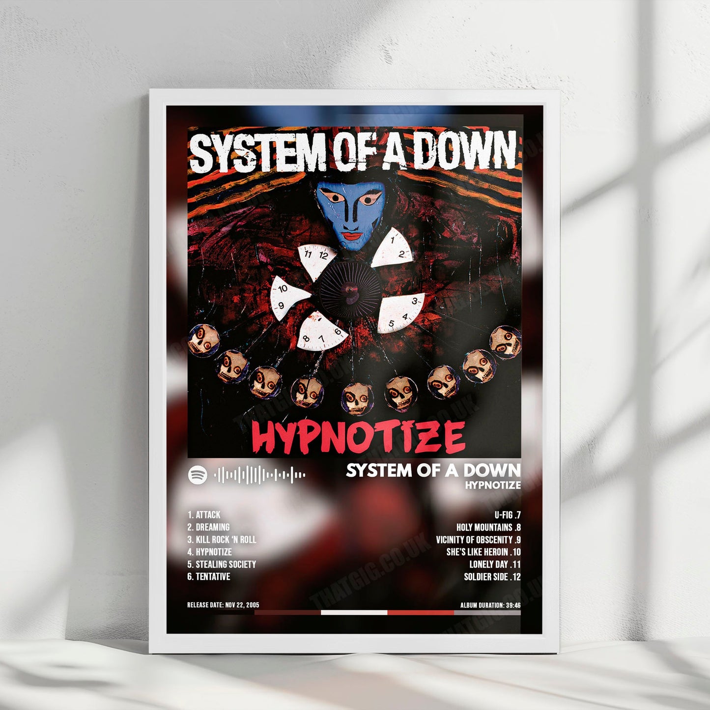 System of a Down "Hypnotize " Album Cover Poster - with Complete Tracklist