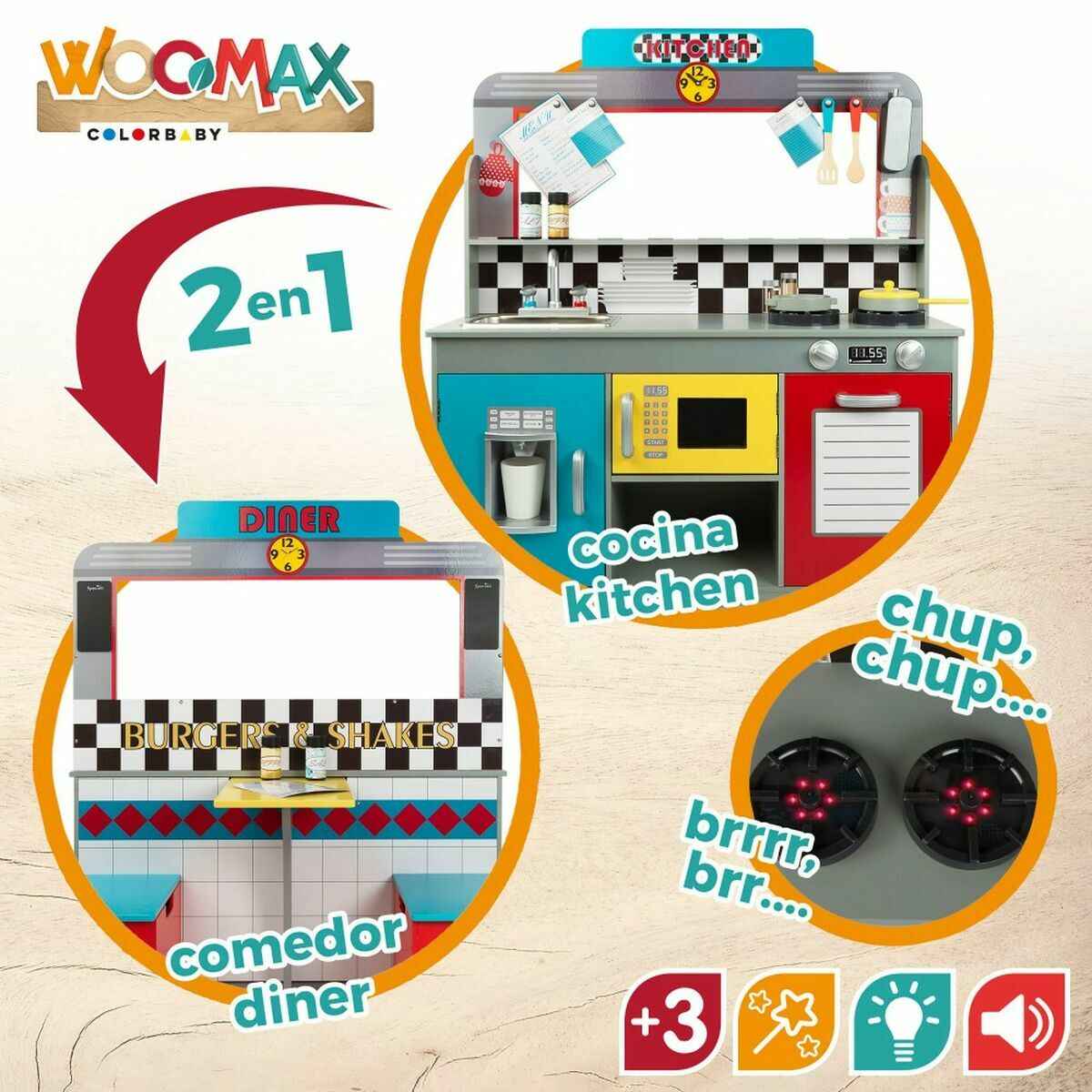 Toy kitchen Woomax Wood 90 x 58 x 104 cm