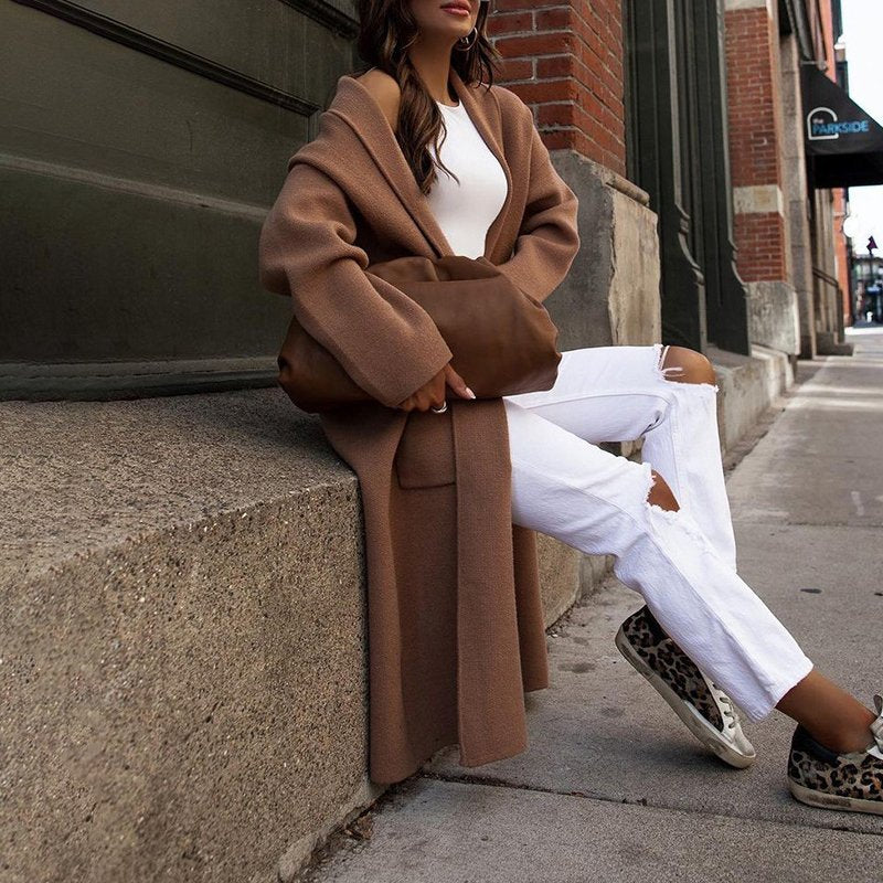Casual Fashion Long Sleeve Mid Length Coat