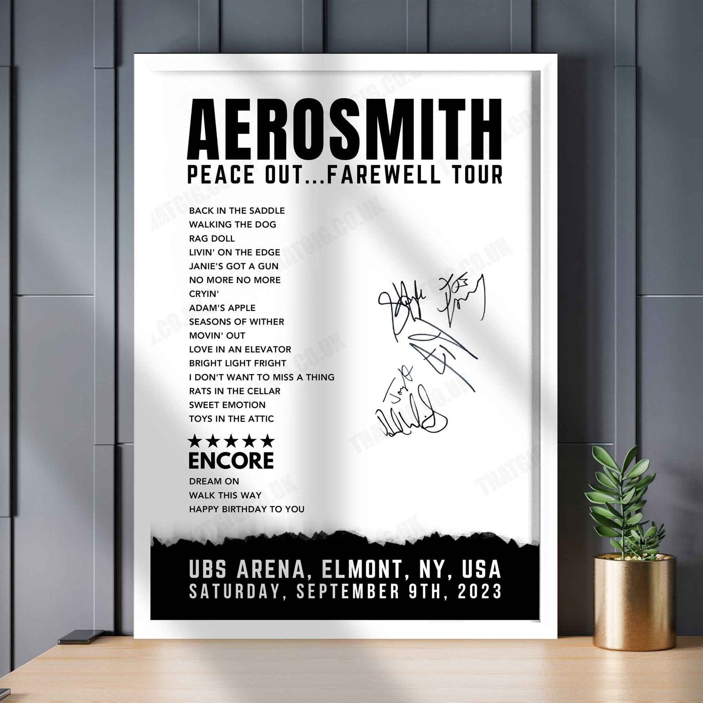 Aerosmith Setlist Poster - at UBS Arena, Elmont - September 9th, 2023